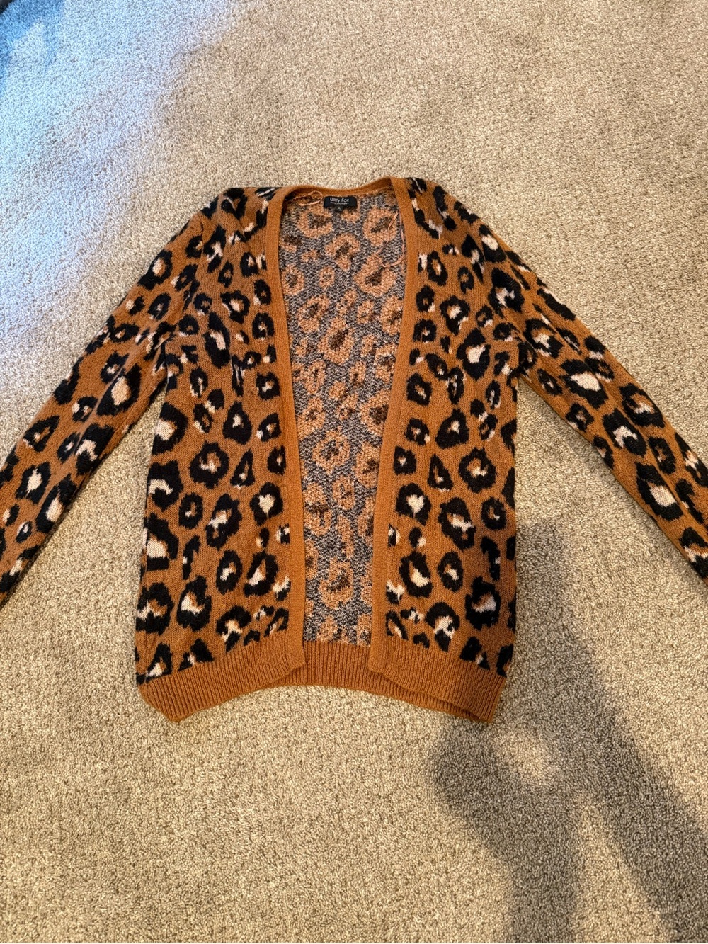 Leopard Print Open-Front Cardigan - Brown/Black